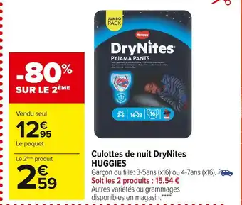 Carrefour Market Huggies culottes de nuit drynites offre