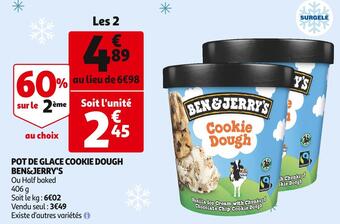 Auchan Ben & jerry's pot de glace cookie dough offre