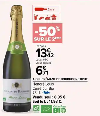 Carrefour Carrefour bio a.o.p. crémant de bourgogne brut offre