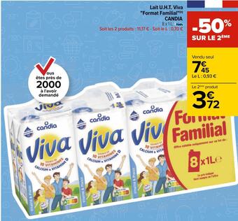 Carrefour Candia lait u.h.t. viva "format familial" offre