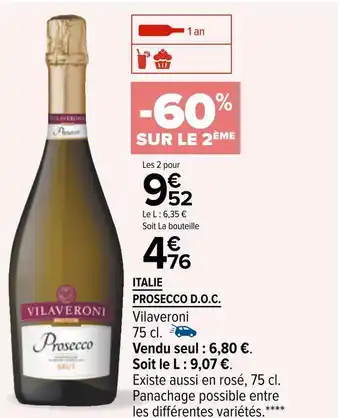 Carrefour Vilaveroni italie prosecco d.o.c offre