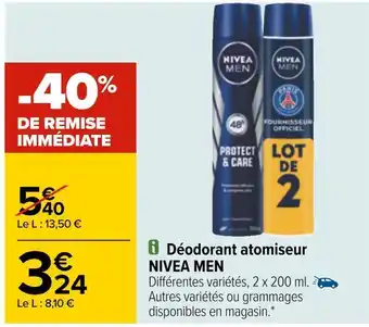Carrefour Nivea men déodorant atomiseur offre