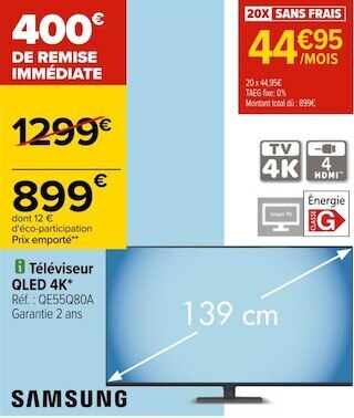 Carrefour Samsung téléviseur qled 4k offre