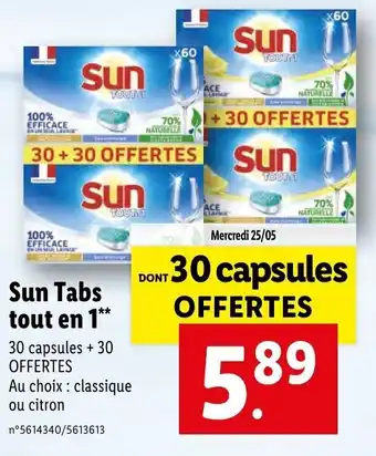 Lidl Sun tabs tout en 1 offre