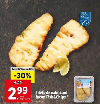 Lidl Filets de cabillaud façon fish&chips offre