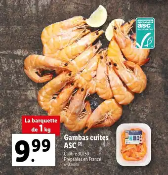 Lidl Gambas cuites ASC offre