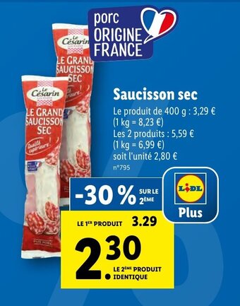Lidl Saucisson sec offre