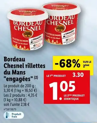 Lidl Bordeau chesnel rillettes du mans "engagées" offre