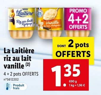 Lidl La laitière riz au lait vanille offre