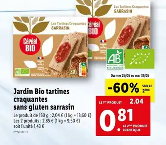 Lidl Jardin Bio Tartines Craquantes Sans Gluten Sarrasin offre