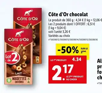 Lidl Côte d'Or Chocolat offre