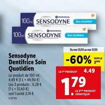 Lidl Sensodyne Dentifrice Soin Quotidien offre