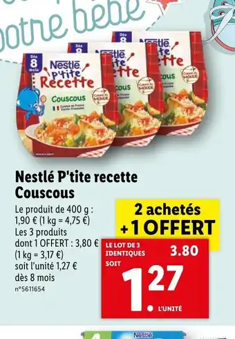 Lidl Nestlé P'tite Recette Couscous offre