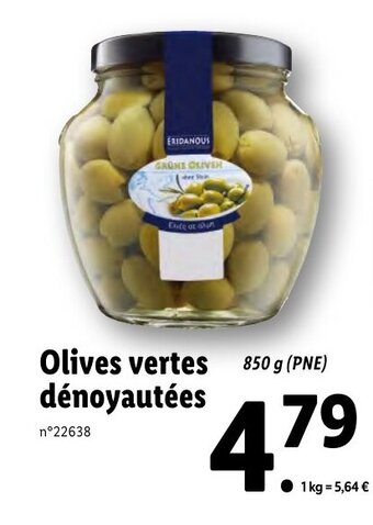 Lidl Olives Vertes Dénoyautées offre