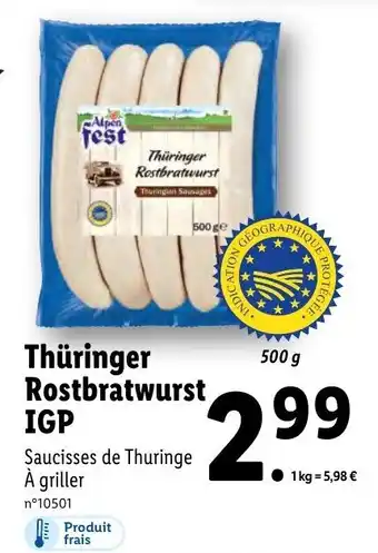Thüringer Rostbratwurst IGP