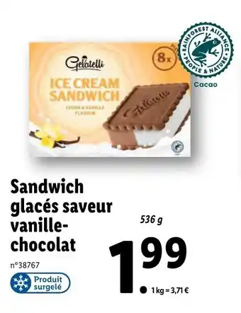 Lidl Sandwich Glacés Saveur Vanille-Chocolat offre