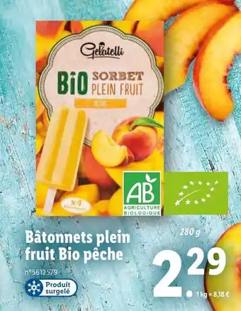 Lidl Bâtonnets Plein Fruit Bio Pêche offre