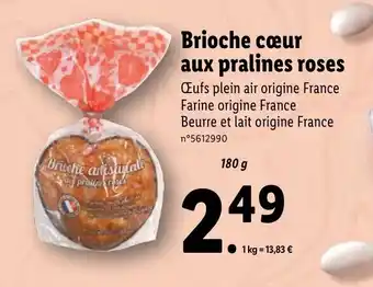 Lidl Brioche Cœur Aux Pralines Roses offre