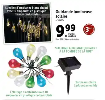 Lidl Guirlande Lumineuse Solaire offre