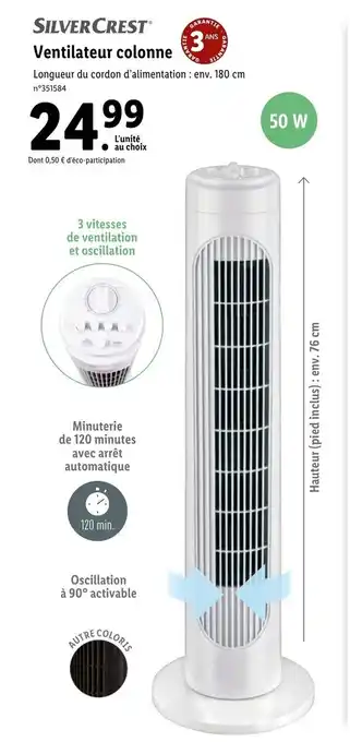 Lidl Ventilateur Colonne offre