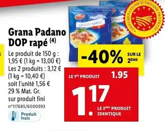 Lidl Grana Padano DOP Rapé offre