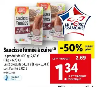 Lidl Saucisse Fumée à Cuire offre