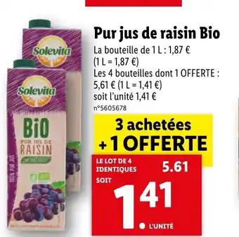 Lidl Pur Jus de Raisin Bio offre
