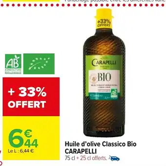 Carrefour Market Huile d'Olive Classico Bio Carapelli offre