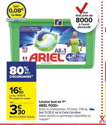 Carrefour Market Lessive Tout En 1 Ariel Pods offre