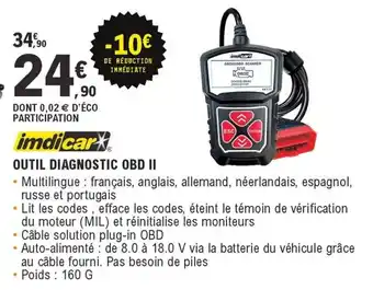 E.Leclerc L'Auto Imdicar Outil Diagnostic OBD II offre