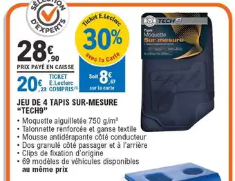 E.Leclerc L'Auto Jeu de 4 Tapis Sur-Mesure Tech9 offre