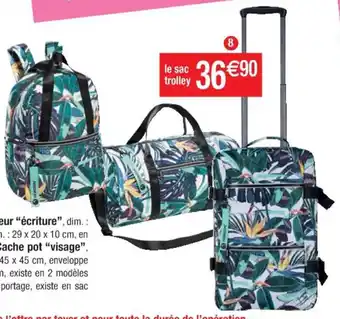 Cora x Carrefour Sac trolley 55 cm tropical forest offre