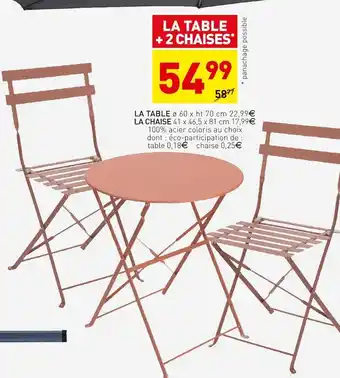 Stokomani La table + 2 chaises offre