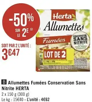 Géant Casino Herta allumettes fumées conservation sans nitrite offre