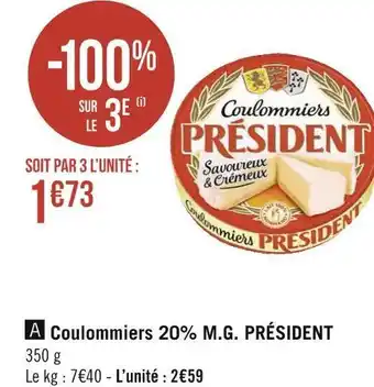 Président coulommiers 20% m.g.
