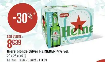 Géant Casino Heineken bière blonde silver 4% vol. offre