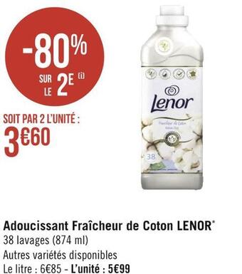 Géant Casino Lenor adoucissant fraîcheur de coton* offre