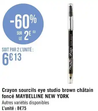 Maybelline new york crayon sourcils eye studio brown châtain foncé