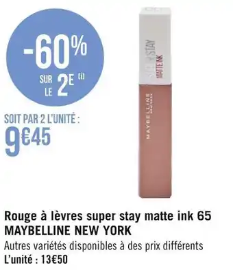 Géant Casino Maybelline new york rouge à lèvres super stay matte ink 65 offre