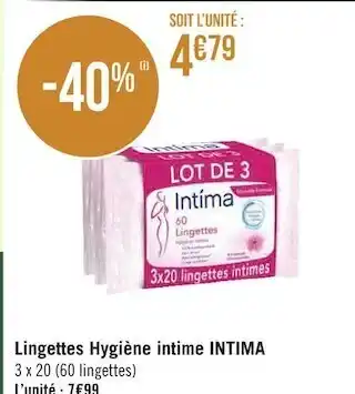 Géant Casino Intima lingettes hygiène intime offre
