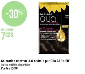 Géant Casino Garnier coloration cheveux 4.0 châtain pur olia offre
