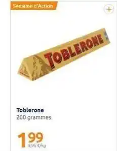 Action Toblerone 200 grammes 9,95 €/kg offre