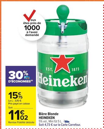 Carrefour Market Heineken bière blonde offre