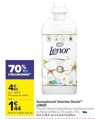 Carrefour Market Lenor assouplissant selection florale offre