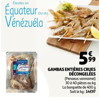 Auchan Gambas entières crues décongelées offre