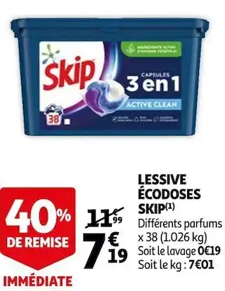 Auchan Skip lessive écodoses offre