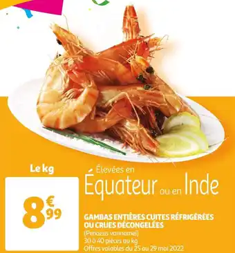Auchan Gambas entières cuites réfrigérées ou crues décongelées offre