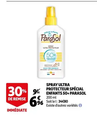 Auchan Parasol spray ultra protecteur spécial enfants 50+ offre