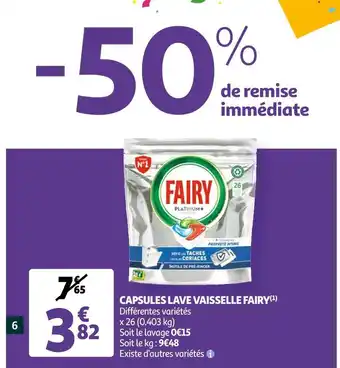 Auchan Fairy capsules lave vaisselle offre