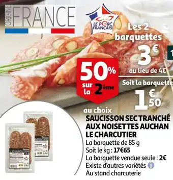 Auchan Auchan saucisson sec tranché aux noisettes offre